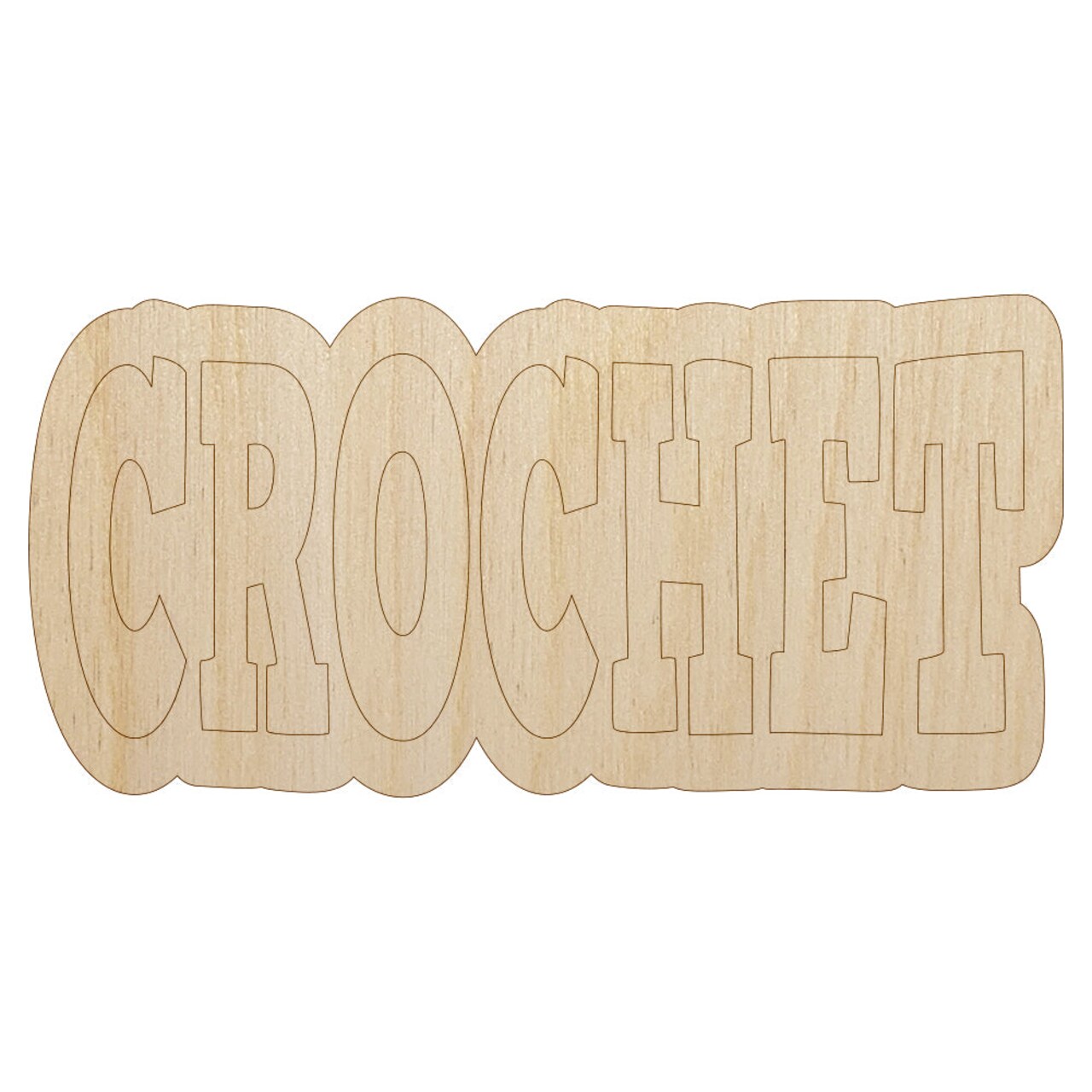 Crochet Fun Text Unfinished Wood Shape Piece Cutout for DIY Craft Projects